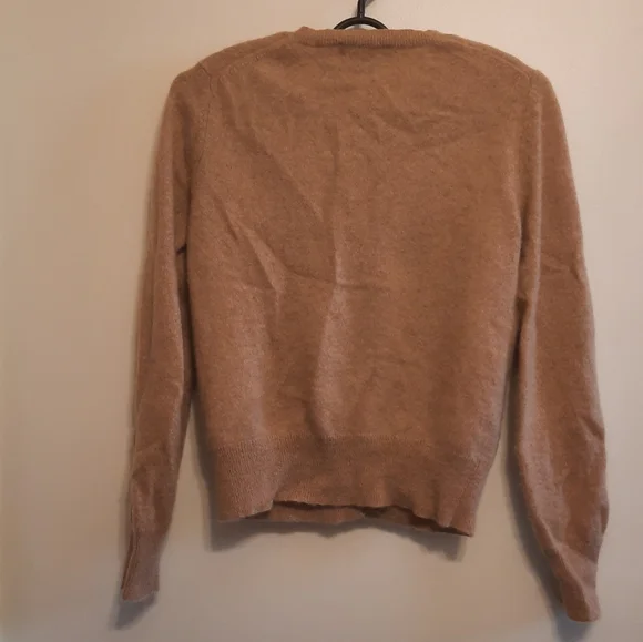 *SOLD* Lord & Taylor 100% Cashmere Crew Neck Cardigan Sweater Tan - Picture 15 of 16